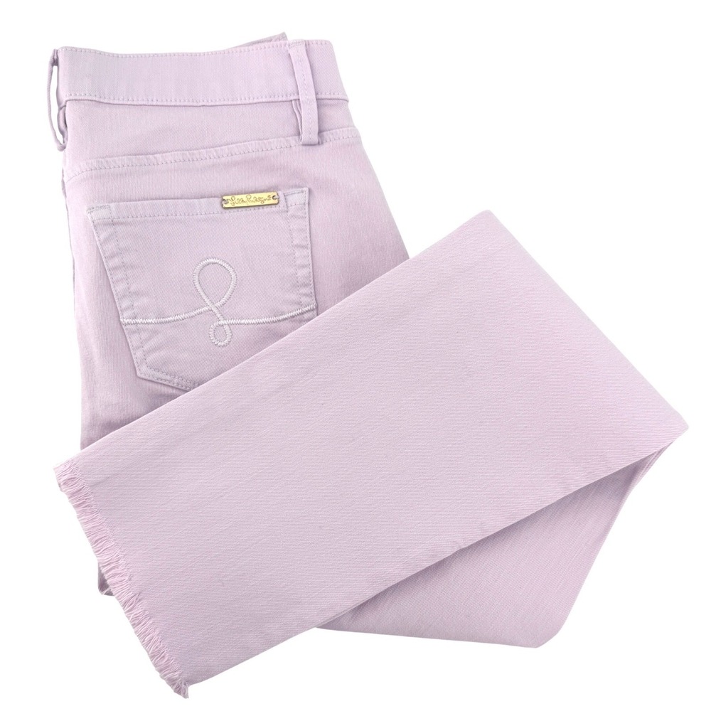 Lilly Pulitzer Worth Skinny Jeans Womens 4 Pink Excellent Frayed Hem 001823